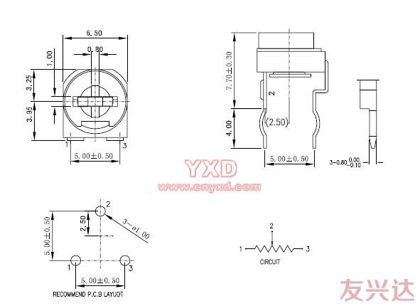 可调电阻RM065-V1参考图纸